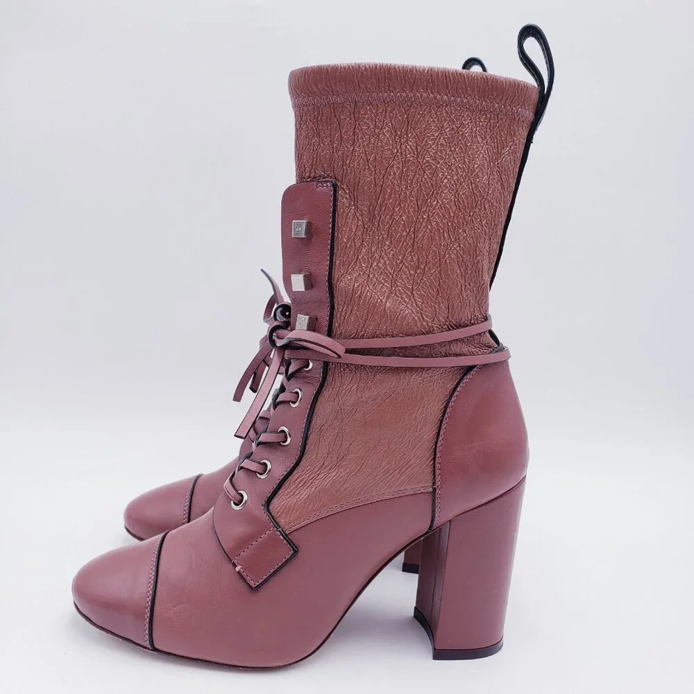 Stuart Weitzman Veruka Leather Lace Up Combat Boots Size 7.5‎ - Picture 2 of 10